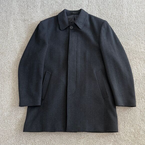 Chaps Wool Blend Top Coat 42L Mens Charcoal Gray Business Casual Overcoat Jacket - Picture 1 of 8